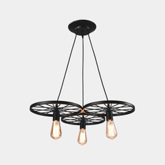 Pendant Light Farmhouse Chandelier Wheel Black