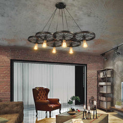 Pendant Light Farmhouse Chandelier Wheel Living Room