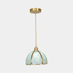 Pendant Light French Brass Colorful Crystal Dome Blue