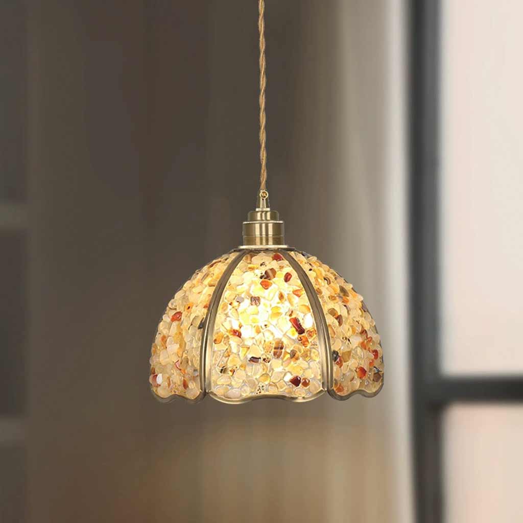 Pendant Light French Brass Colorful Crystal Dome Corner