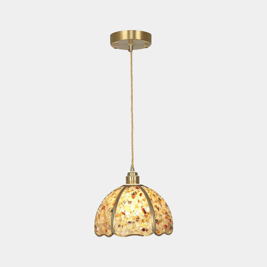 Pendant Light French Brass Colorful Crystal Dome Orange