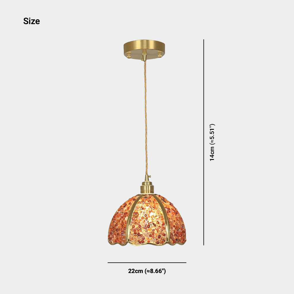 Pendant Light French Brass Colorful Crystal Dome Size