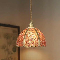 Pendant Light French Brass Colorful Crystal Dome Study Room