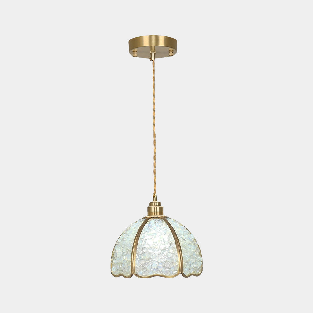 Pendant Light French Brass Colorful Crystal Dome White