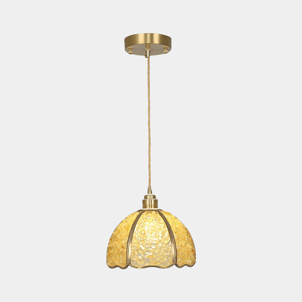 Pendant Light French Brass Colorful Crystal Dome Yellow