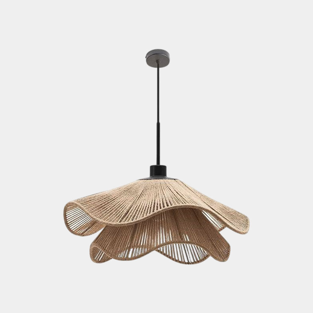 Pendant Light French Indoor Petal Fabric Shade Brown