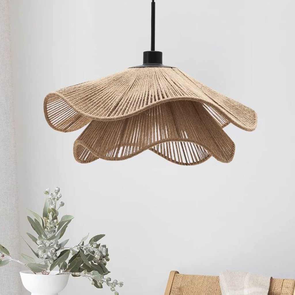 Pendant Light French Indoor Petal Fabric Shade Sitting Room