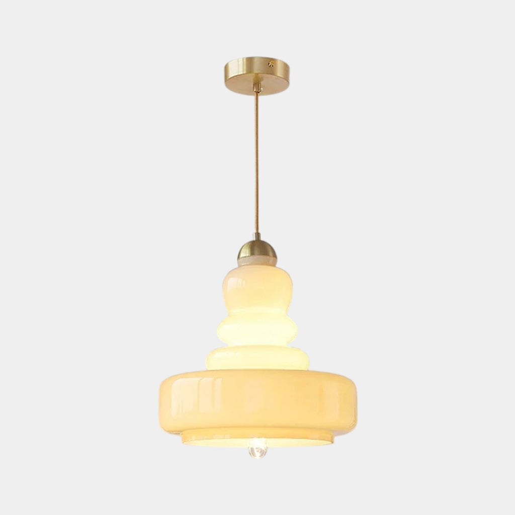 Pendant Light French Retro Glass Gourd Beige