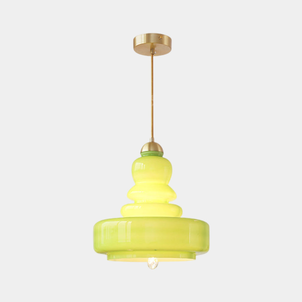 Pendant Light French Retro Glass Gourd Green