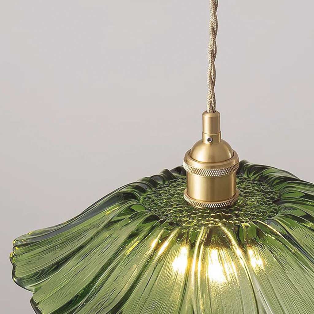 Pendant Light Glass Flower Lotus Leaf Green Shade