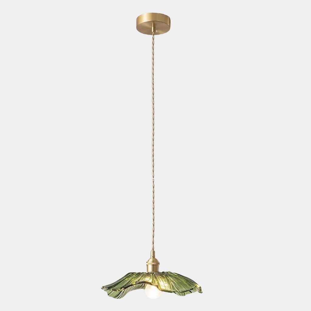 Pendant Light Glass Flower Lotus Leaf Green