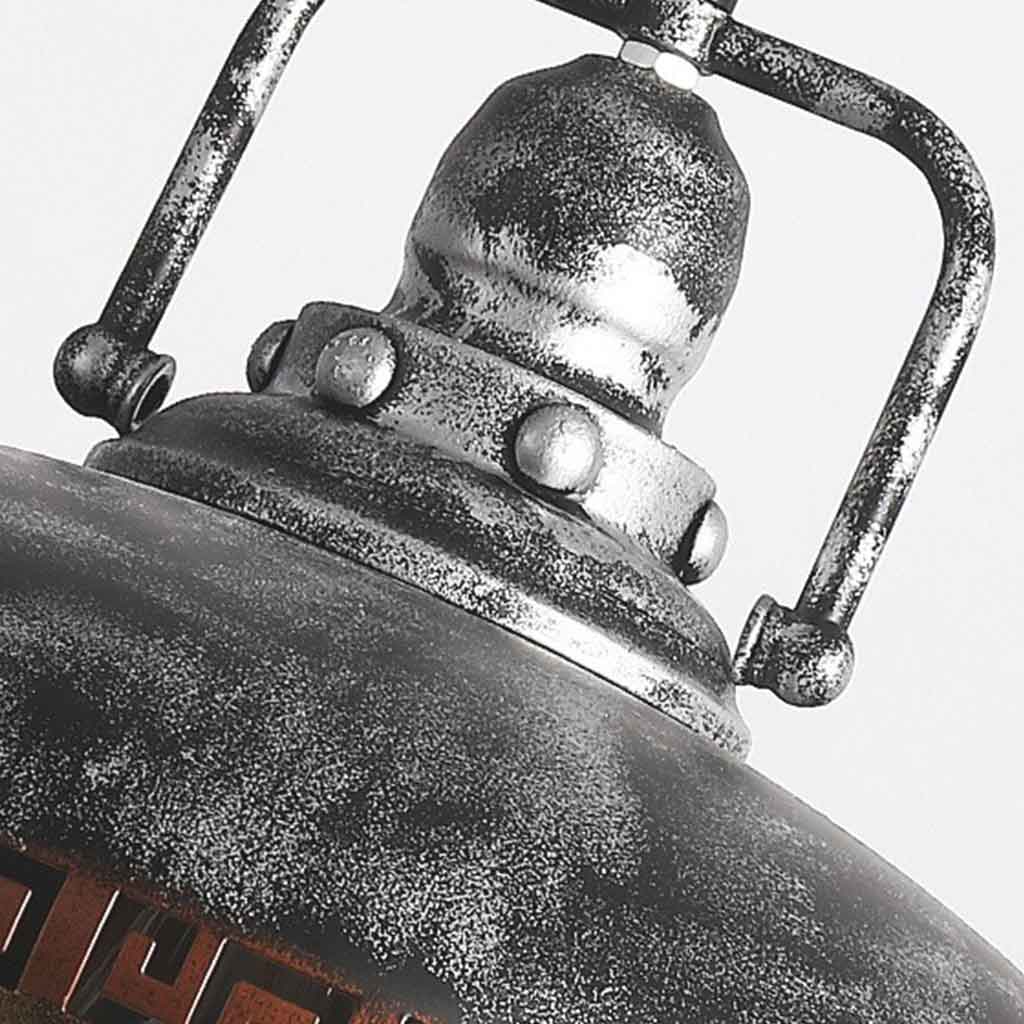 Pendant Light Industrial Iron Pot Lid Detail