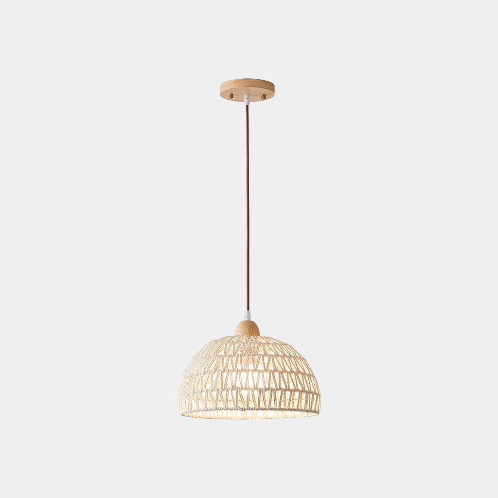 Pendant Light Japandi Rattan Woven Wood Dome