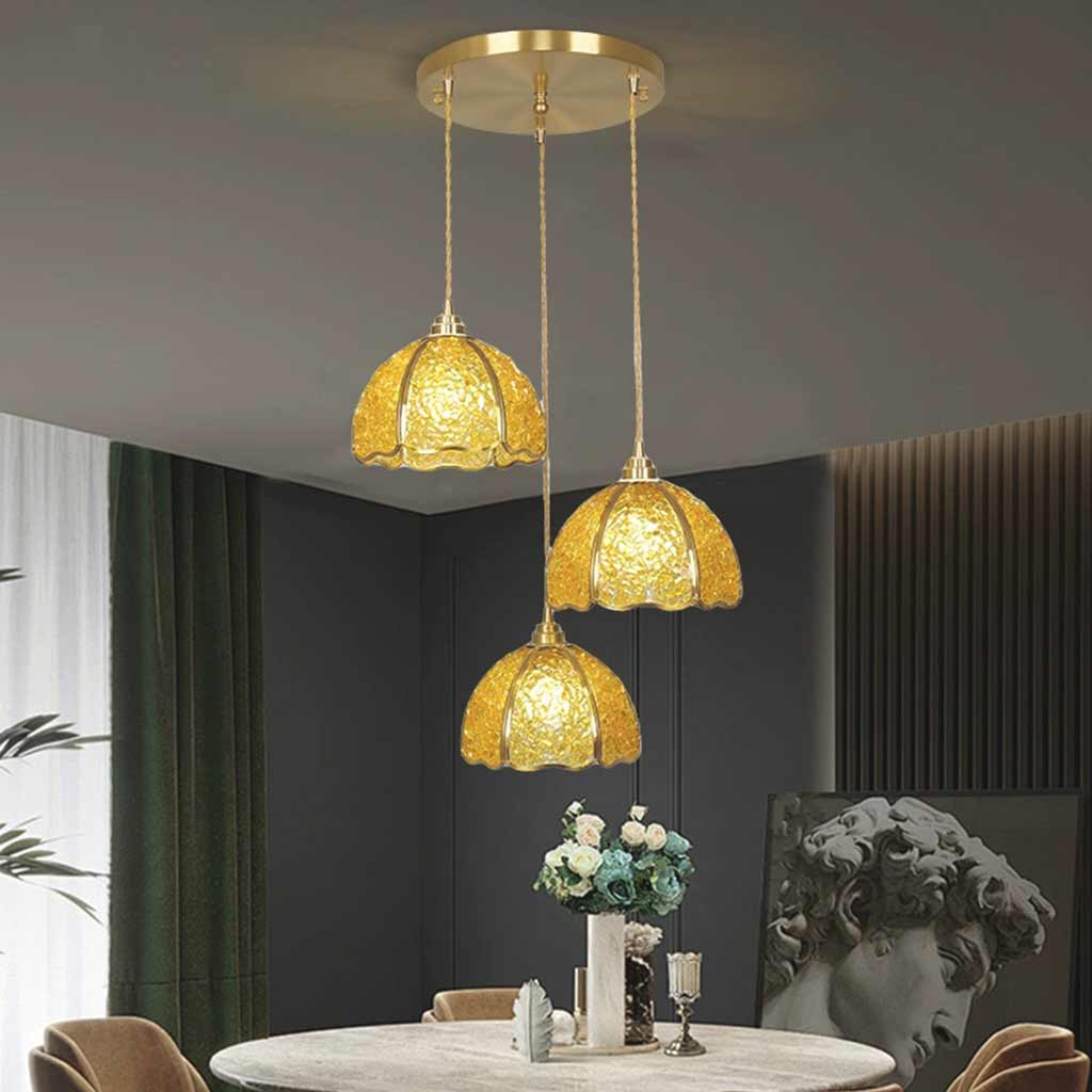 Pendant Light Luxury Brass Crystal 3 Light Multi Color Dining Table 