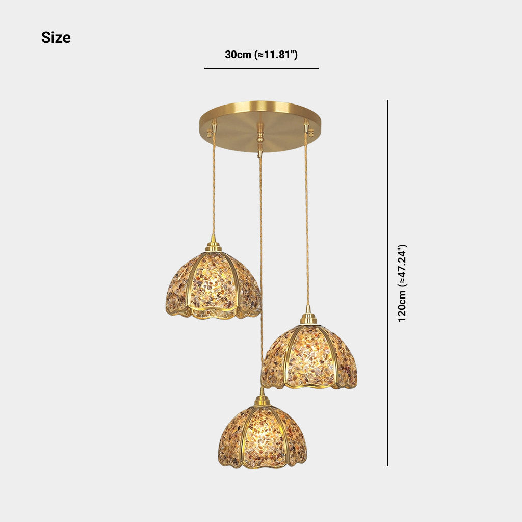 Pendant Light Luxury Brass Crystal 3 Light Multi Color Size