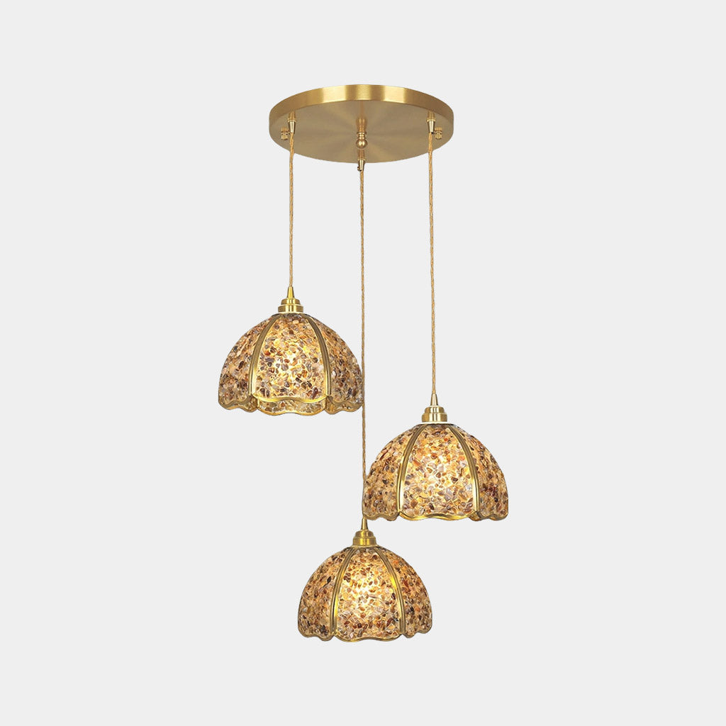 Pendant Light Luxury Brass Crystal 3 Light Multi Color