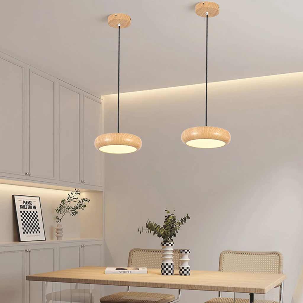 Pendant Light Minimalist Disc LED Log Color Dining Table