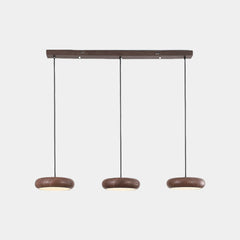 Pendant Light Minimalist Disc LED Walnut 3 Heads