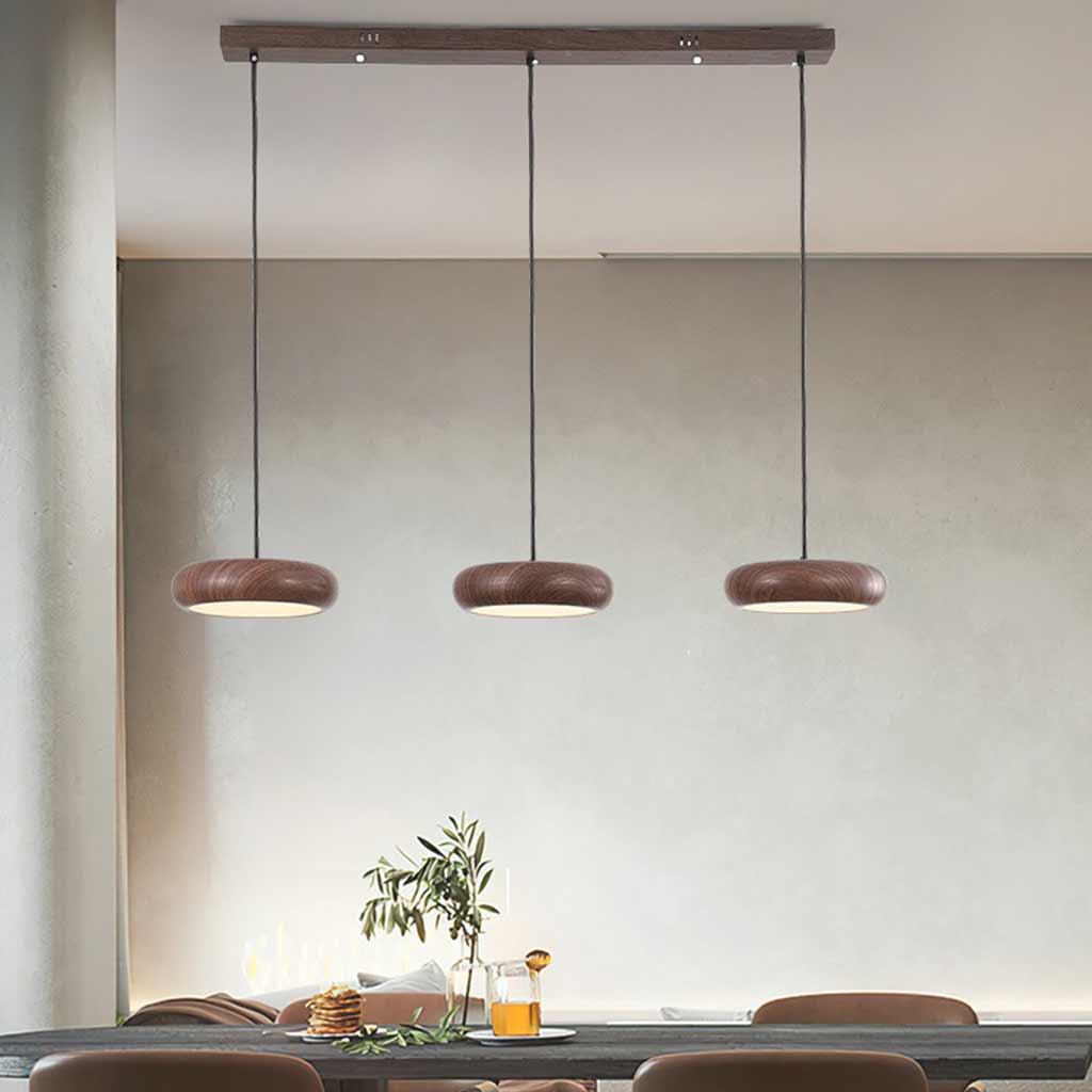 Pendant Light Minimalist Disc LED Walnut Dining Table