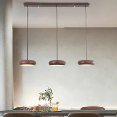 Pendant Light Minimalist Disc LED Walnut Dining Table