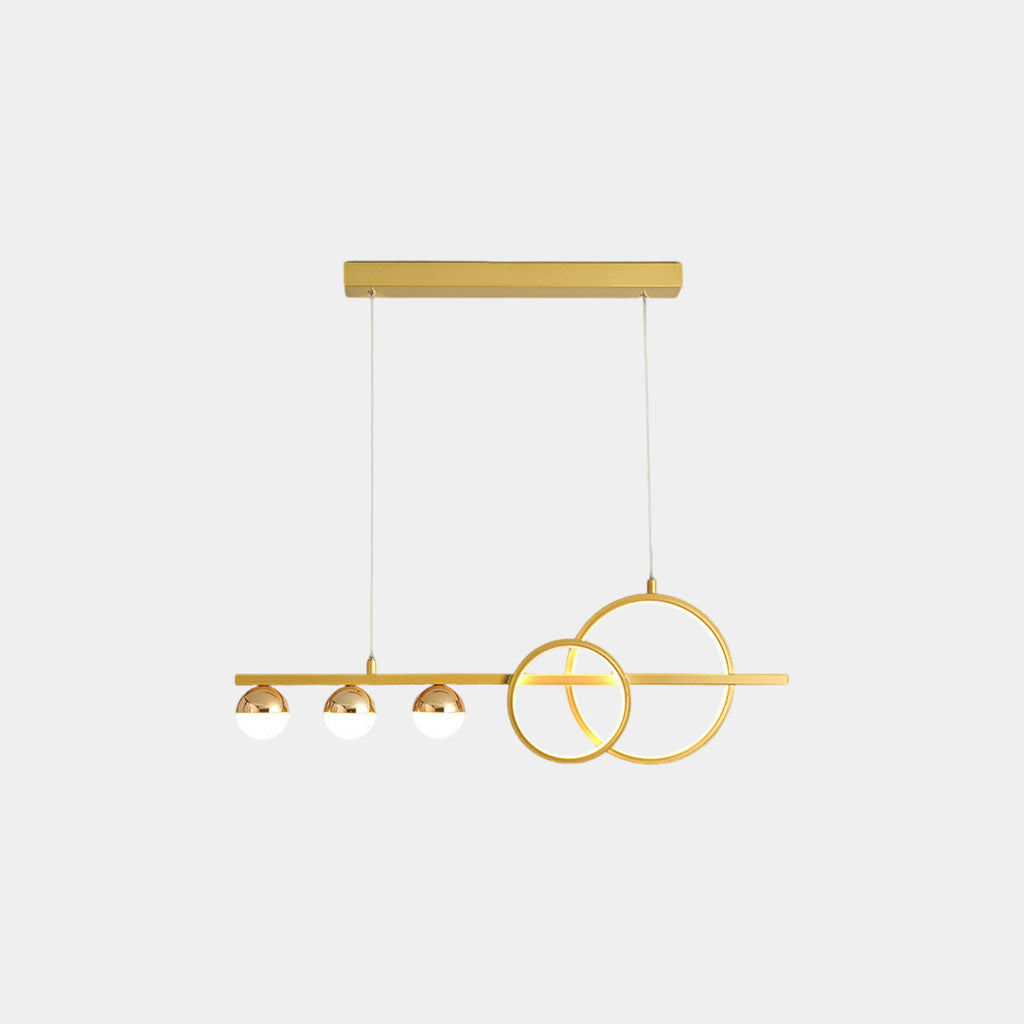 Pendant Light Minimalist Linear Glass Globe Ring Gold