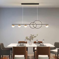 Pendant Light Minimalist Linear Glass Globe Ring Room