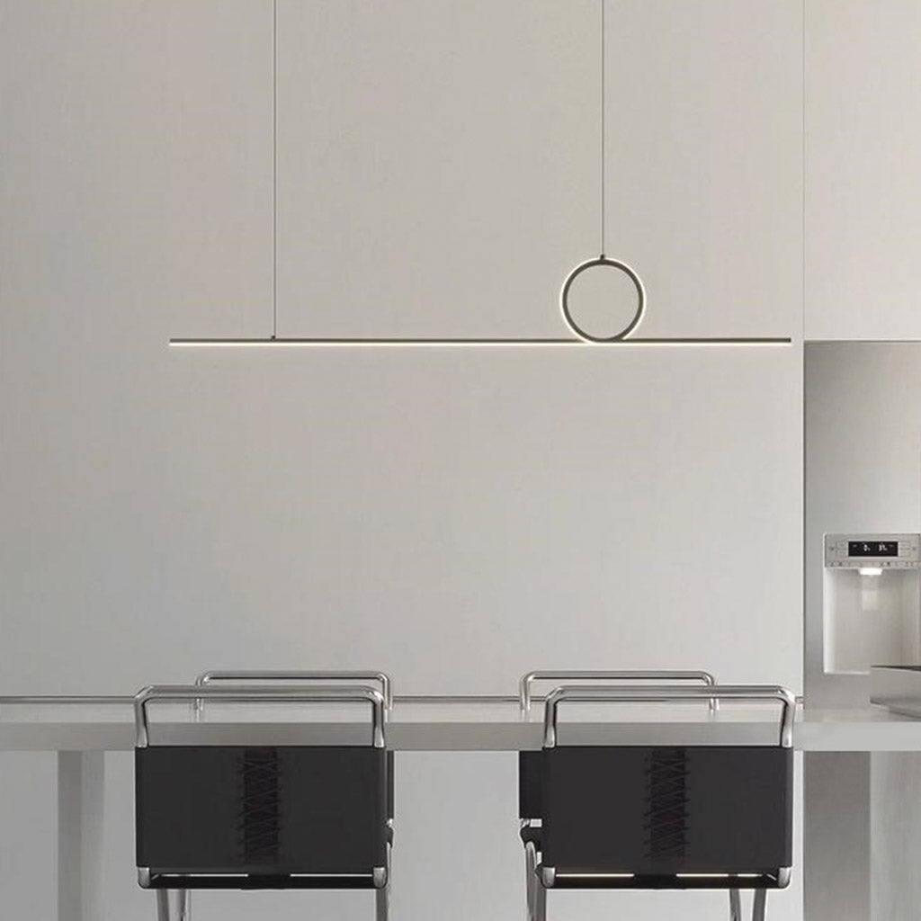 Pendant Light Minimalist Linear Loop Black Dining Room