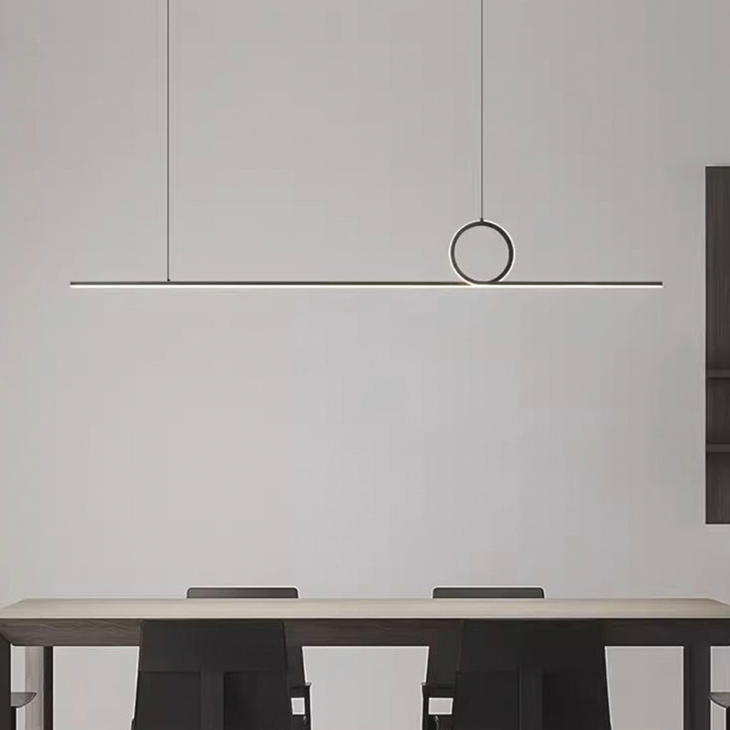 Pendant Light Minimalist Linear Loop Black Dining Table