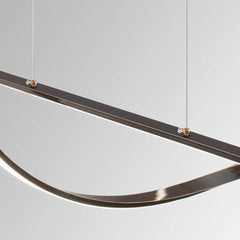 Pendant Light Modern Linear Wavy LED Copper Detail