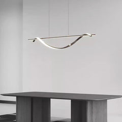 Pendant Light Modern Linear Wavy LED Copper Dining Room