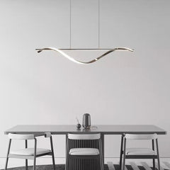 Pendant Light Modern Linear Wavy LED Copper Dining Table