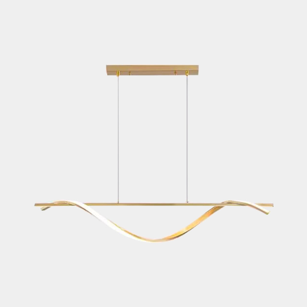 Pendant Light Modern Linear Wavy LED Copper Gold