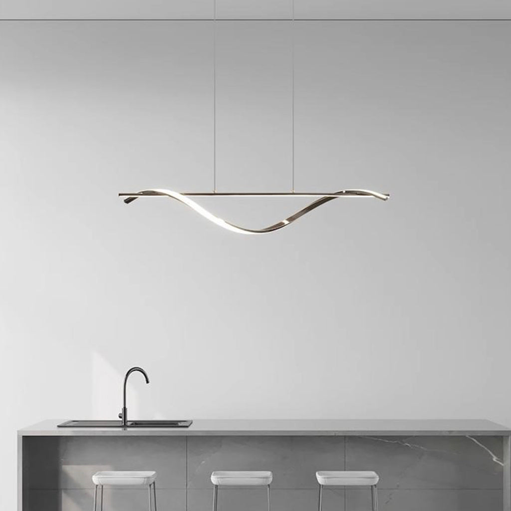 Pendant Light Modern Linear Wavy LED Copper Kitchen Island