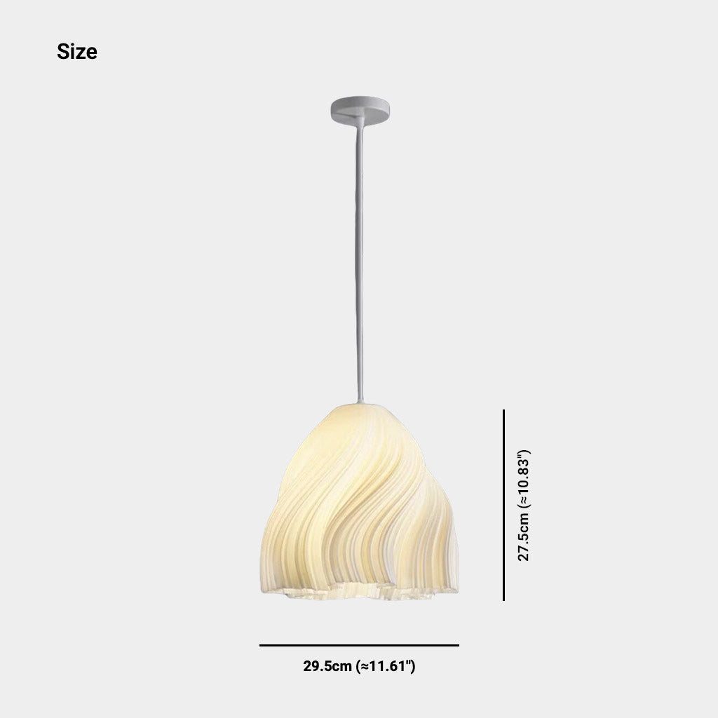 Pendant Light Nordic 3D Printed Pleated Acrylic Small Indoor White Size