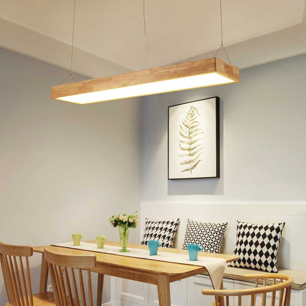 Pendant Light Rectangle Wood Dining Room
