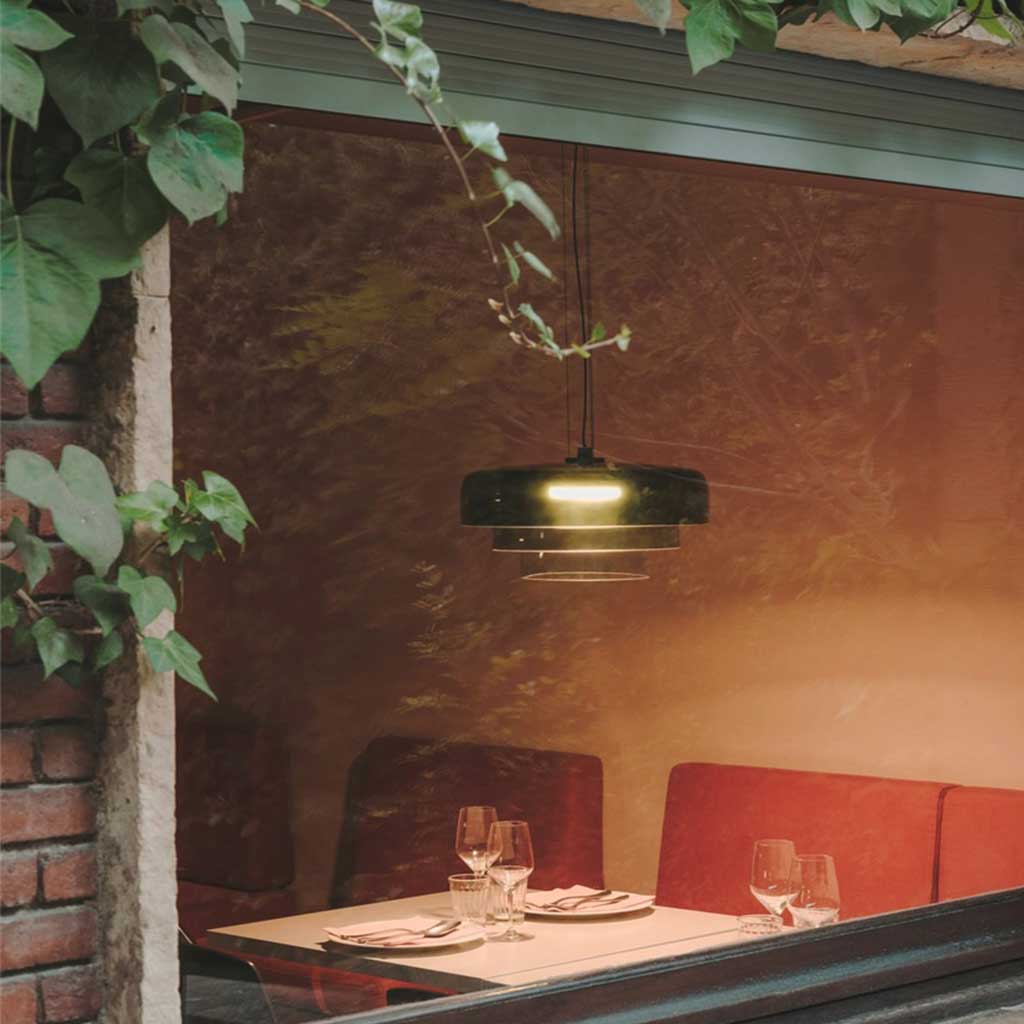 Pendant Light Tiered Glass LED Green Restaurant