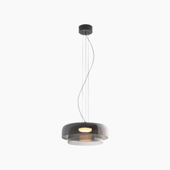 Pendant Light Tiered Glass LED Grey 2 Layer Large