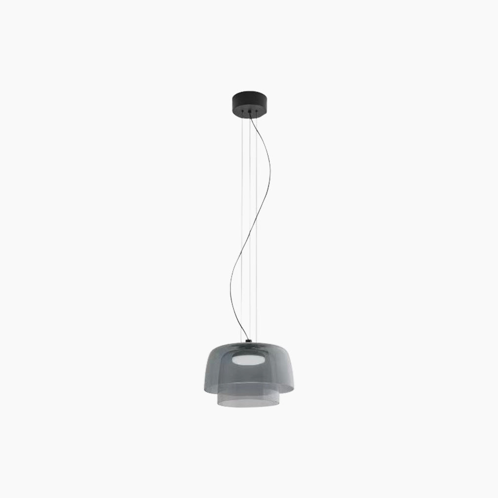 Pendant Light Tiered Glass LED Grey 2 Layer