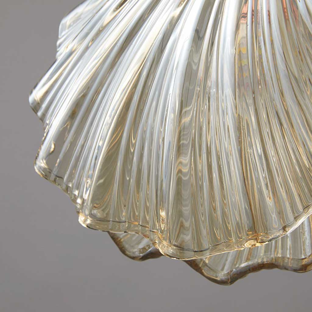 Pendant Light Unique Brass Amber Glass Shell Shade