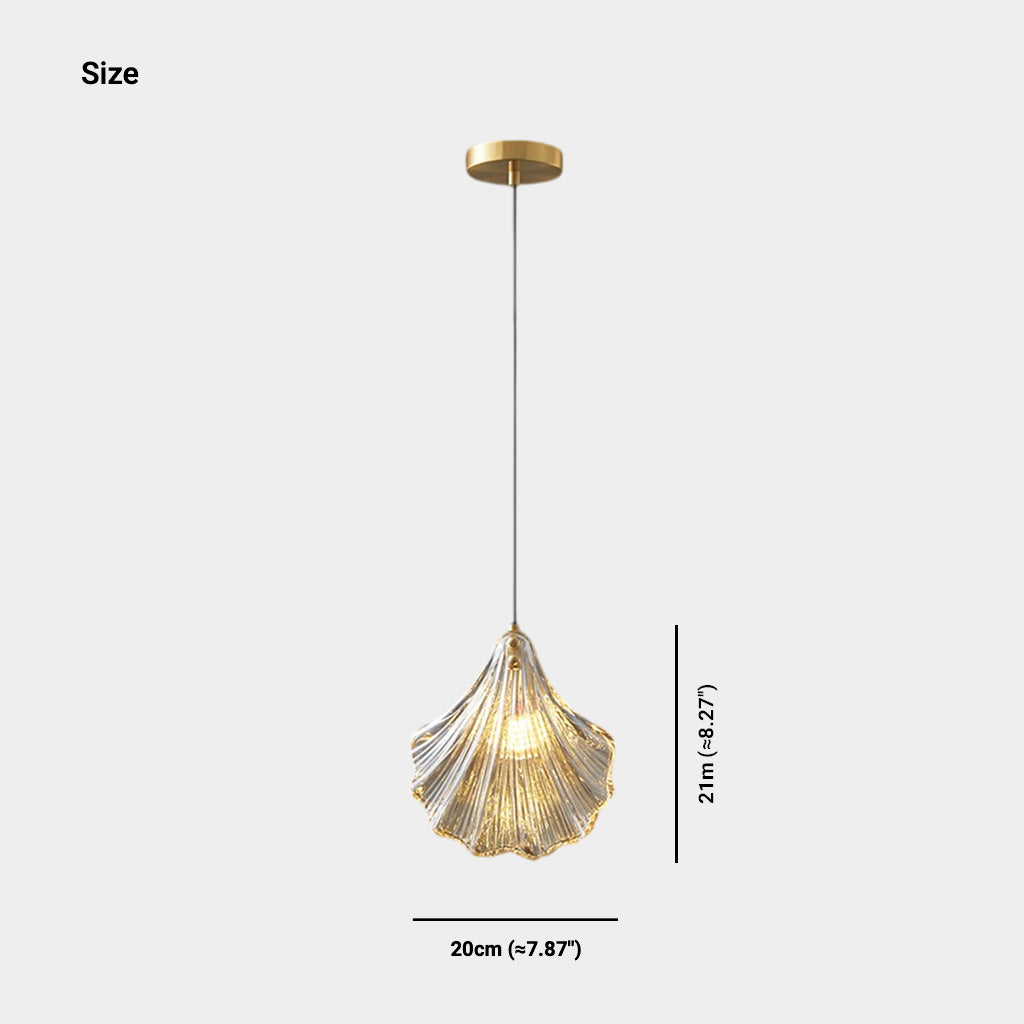 Pendant Light Unique Brass Amber Glass Shell Size