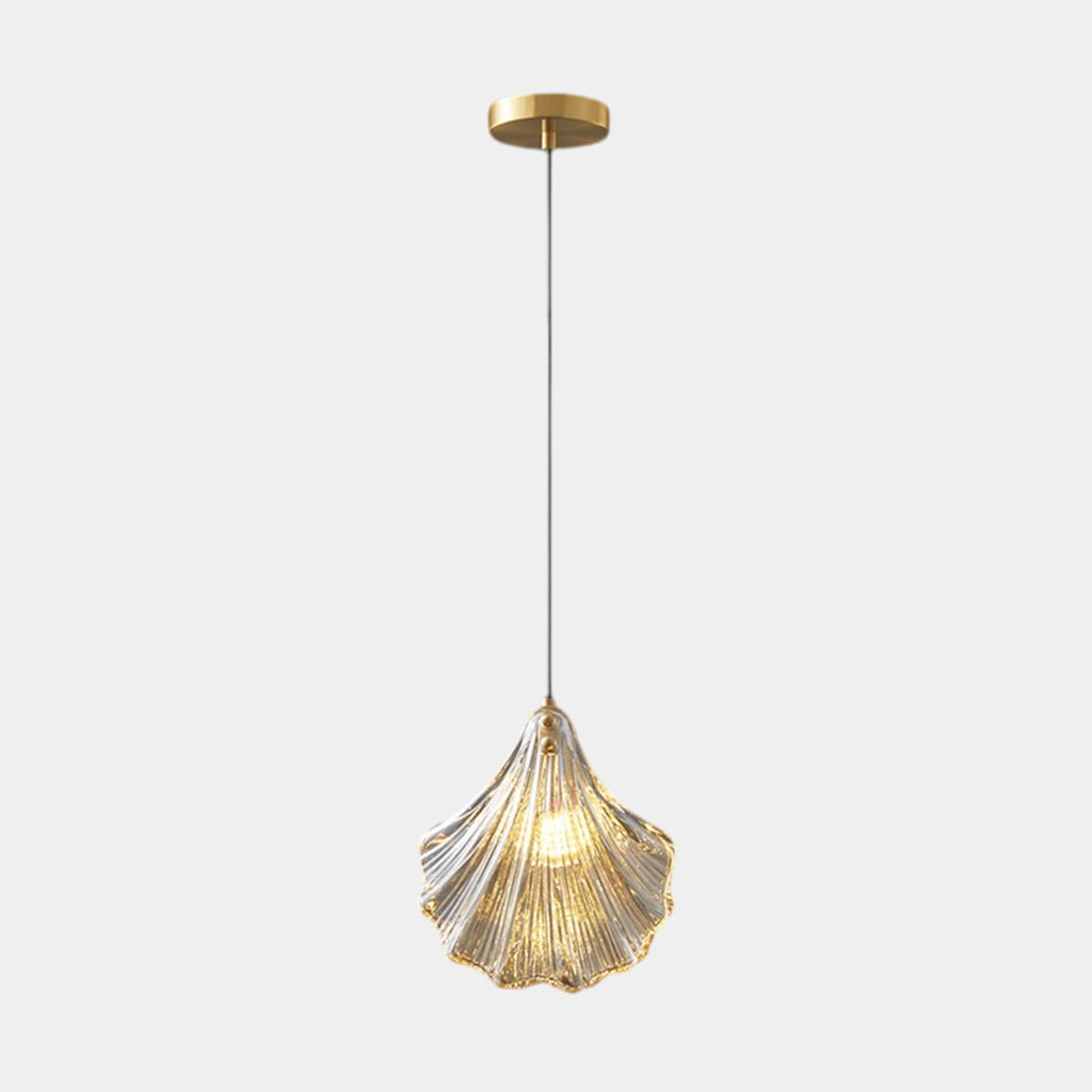 Pendant Light Unique Brass Amber Glass Shell