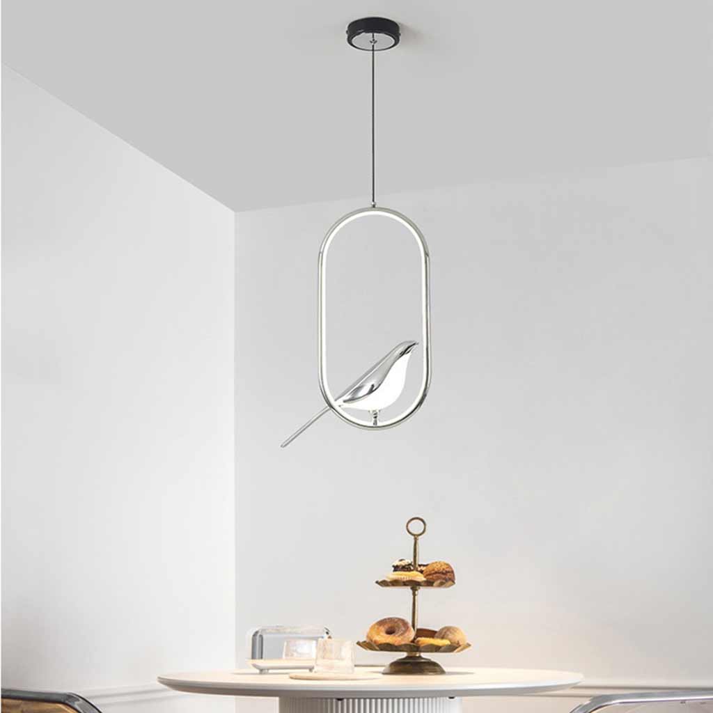 Pendant Light Unique Oval Magpie Bird Chrome Dining Table