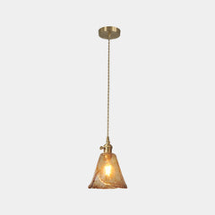 Pendant Light Vintage Brass Amber Glass