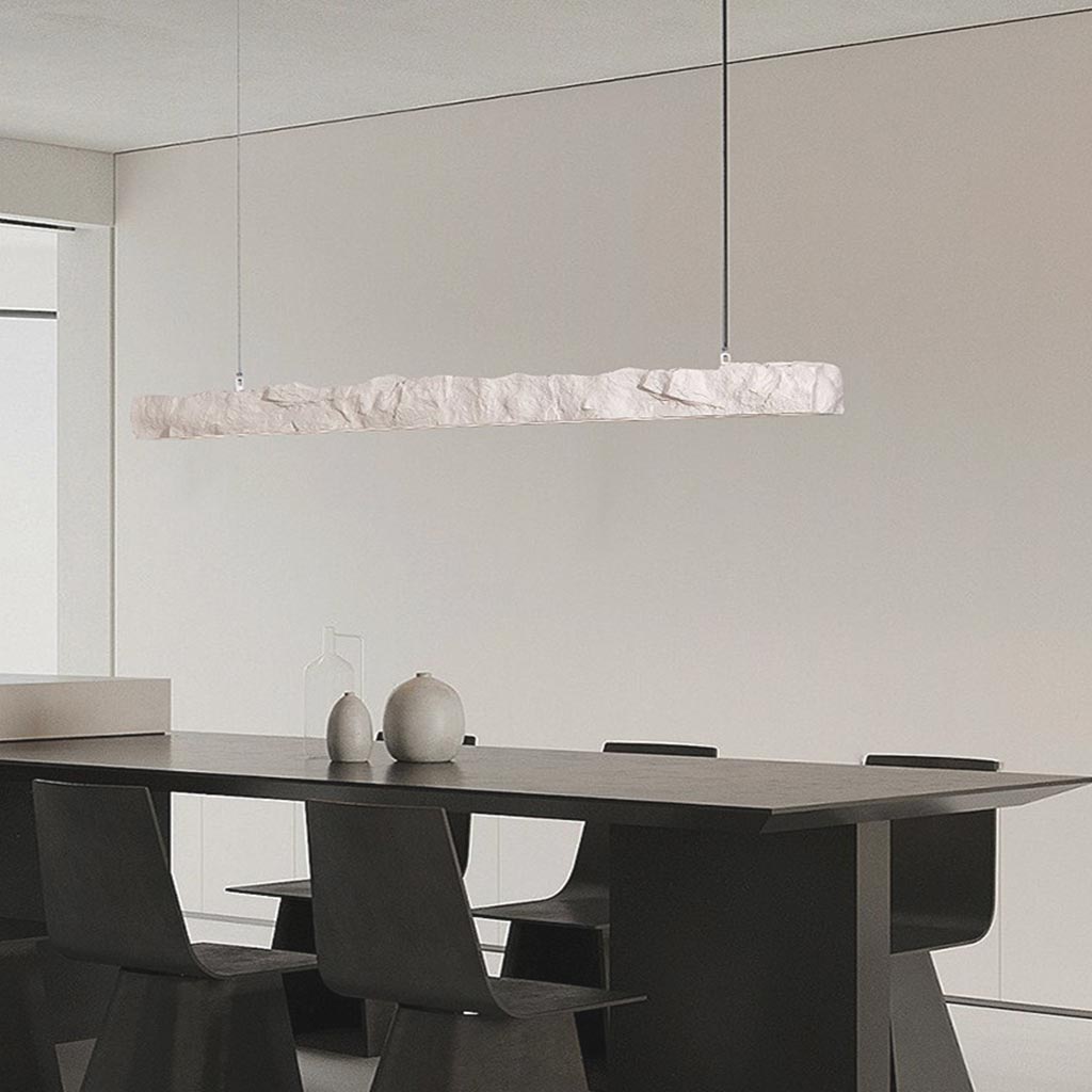 Pendant Light Wabi-Sabi Linear Strip LED White Dining Table