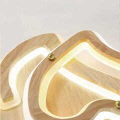 Romantic Wood Heart Shape Flush Mount Ceiling Light Detail LED