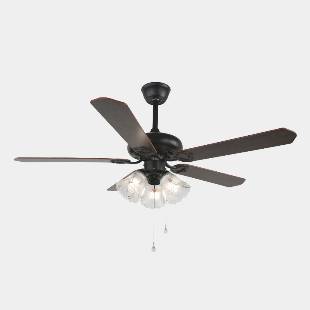 Semi Flush Ceiling Fan with Light Retro Industrial