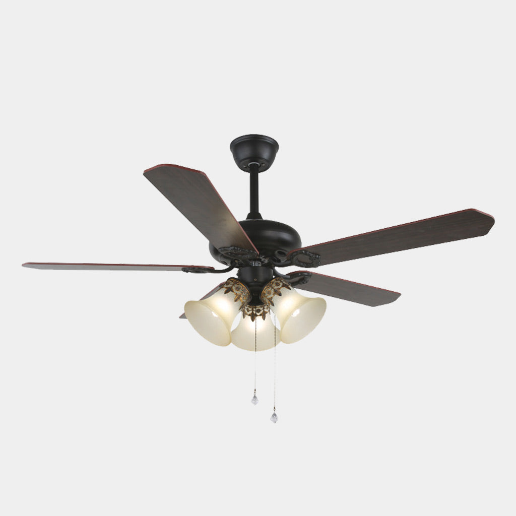 Semi Flush Ceiling Fan with Light Retro