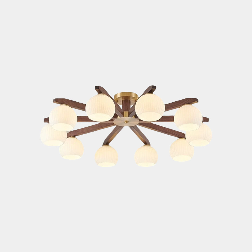 Semi Flush Ceiling Light Contemporary Glass Walnut