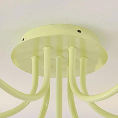 Semi Flush Mount Ceiling Light Cream Glass Flower Canopy