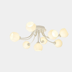 Semi Flush Mount Ceiling Light Cream Glass Flower